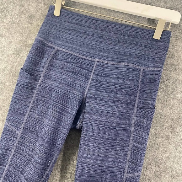 Athleta Leggings Small Blue High Rise Jacquard Mesh Chat To Town Capri Workout - Picture 4 of 13